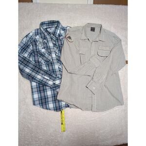 Pop Icon/Irreverent Rock A Billy/urban street wear Pearl Snap Long Sleeve sz L